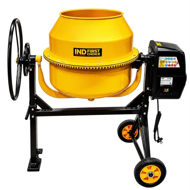 IND FIRST CHOICE 250 Litre Heavy Duty Concrete Mixer with 1200W Electric Motor—Steering Type