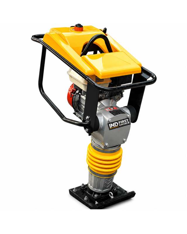 IND FIRST CHOICE Petrol Tamping Rammer | 4.8 HP Engine | 15 kN Impact Force | 80 kg Soil Compaction Machine