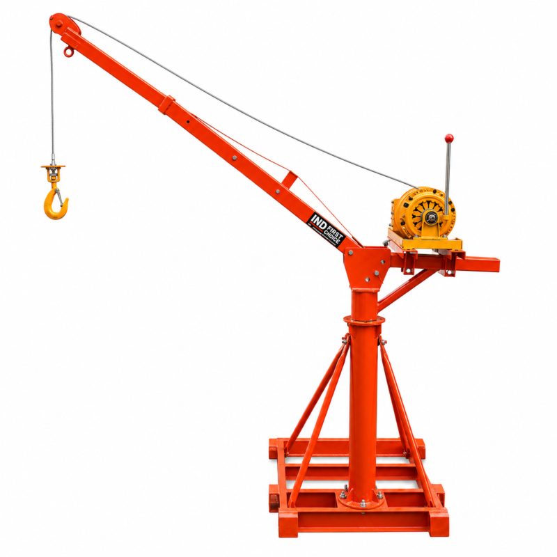 IND FIRST CHOICE 600 kg Expandable Mini Crane with 65 kg Heavy-Duty Frame, 5 HP Electric Winch and 8 mm × 50 Meter Wire Rope