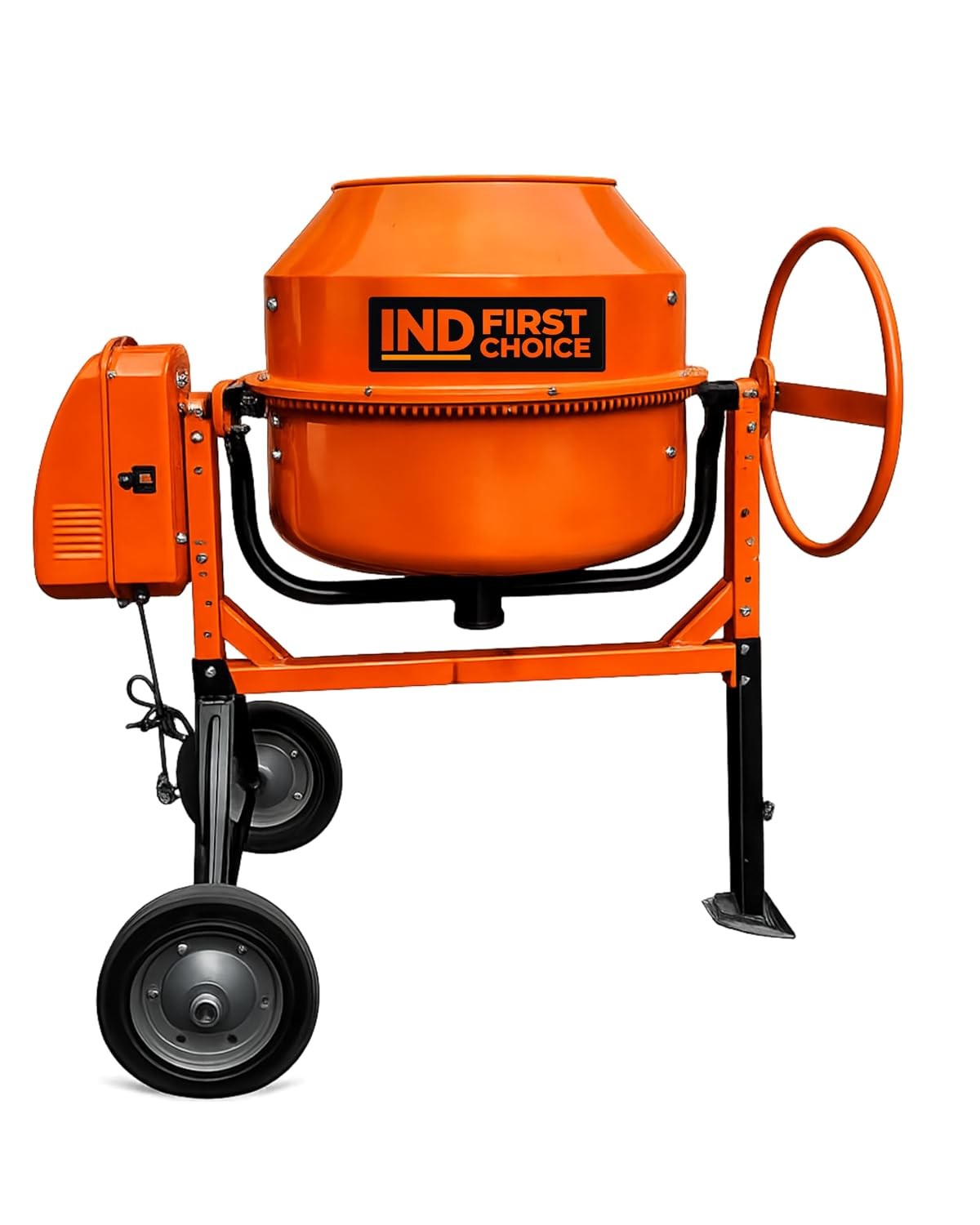 IND FIRST CHOICE 260 Litre Heavy Duty Concrete Mixer with 1200W Electric Motor—Steering Type