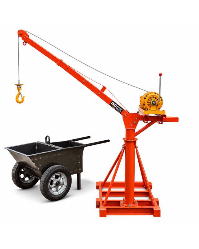IND FIRST CHOICE 600 kg Mini Crane with 2-Piece Trolley | 65 kg Frame | 5 HP Motor | 8 mm × 50 m Wire Rope