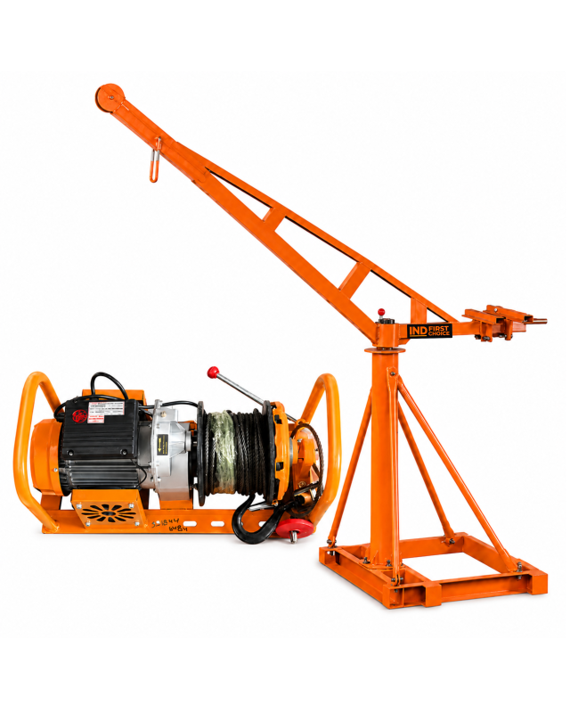 IND FIRST CHOICE Mini Crane with 55 kg Heavy-Duty Frame, 5 HP Electric Winch and 8 mm × 50 Meter Wire Rope