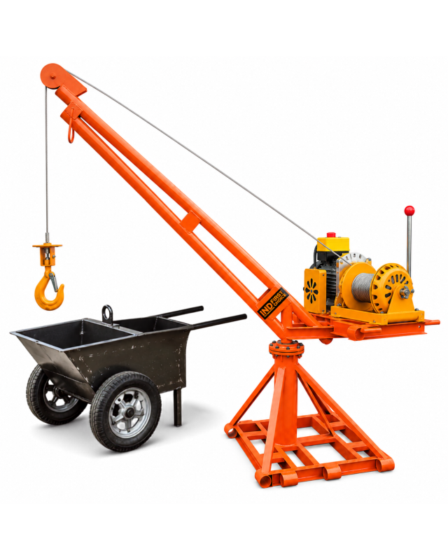 IND FIRST CHOICE Mini Crane with 2-Piece Trolley | 85 kg Frame | 5 HP Motor | 8 mm × 40 m Wire Rope