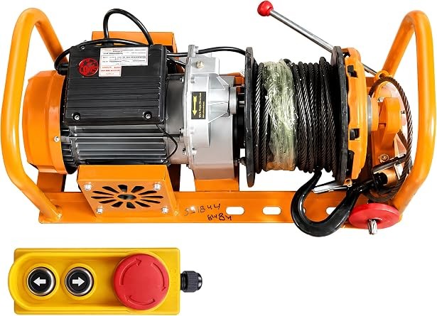 IND FIRST CHOICE 5 HP Electric Wire Rope Winch with 8 mm × 50 Meter Rope | Construction Material Lifting & Mini Crane Winch